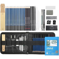 Corslet 39 Pack Graphite Drawing Pencils And Sketch Set, Professional Art Drawing Kit With Bag, Supplies Includes Charcoal Pencils, Graphite Pencils, Sticks, Sharpeners, Erasers And Paper Pad Notebook