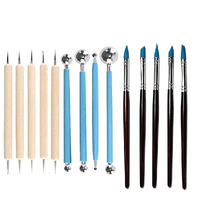 Amigozz Polymer Pottery Clay Sculpting Modelling Sit Ball Stylus Nail Art Dotting Tools Rubber-14Pcs
