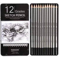 Chrome Professional Drawing Sketching Pencil Set - 12 Pieces Drawing Pencils 10B, 8B, 6B, 5B, 4B, 3B, 2B, B, Hb, 2H, 4H, 6H Graphite Pencils Metal Box