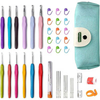 Savoryhive 32 Pcs Crochet Hooks Set, Crochet Hooks Knit Crochet Needle Set Sweater Knitting Needles, Complete Knitting Kit For Beginners & Adults, 12 Pcs Ergonomic Soft Grip Handles With Case
