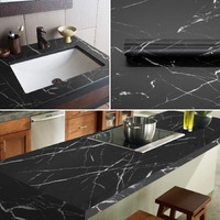 Kashival Black Marble Wallpaper For Self Adhesive Foil Paper For Home Improvement Or Kitchen Wallpaper For Wall Kitchen Wall Stickers Oil Proof Heat Resistant Wallpaper For Kitchen Kitchen Backsplash Aluminum Foil Sticker Oil And Waterproof Self (Size 60*200 Cm) (Black Marble N6)