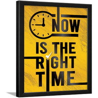 Chaka Chaundh - Motivational Quotes Frames - Framed Posters - Time Quotes Frames For Office, Student, Entrepreneur - Quotes Wall Frames - Posters With Frame (Right Time - Yellow)