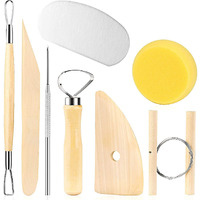Amigozz 8Pcs Wooden Pottery Sculpting Clay Cleaning Tool Set, Includes Clay Cutting, Modeling, Trimming Tools, For Beginner Level Pottery And Smoothing, Cleaning, Carving, Shaping And Sculpting.