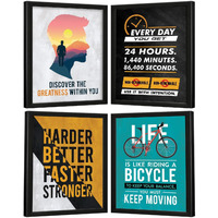 Chaka Chaundh - Motivational Quotes Frames  Framed Posters - Wall Frames For Office, Student & Entrepreneur - Photos With Quotes - Posters With Frame (14 X 11 Inches) -Set Of 4 (Aqua - Yellow - Black)