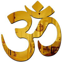 Vah- Kya Bat Hai !! Om Golden, Mirror Stickers For Wall, Acrylic Mirror Wall Decor Sticker, Wall Mirror Stickers, Acrylic Stickers, Wall Stickers For Hall Room, Bed Room, Kitchen (Pack Of 1)