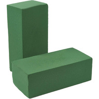 Tied Ribbons Foam Brick For Flower Basket, Wedding Bouquet, Artificial Flower Arrangement (Green, 10 Cm X 8 Cm X 22 Cm) - Set Of 2 ,Artificial Flora