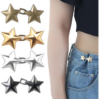 Sannidhi 4 Set Pant Waist Tightener Star Buttons Pins For Loose Jeans Reusable Waist Cincher Clip Metal Star Brooch For Clothing Dresses Skirts No Sewing Decoration Accessory