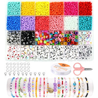 Sannidhi 8000Pcs Seed Beads For Jewellery Making, 3Mm Small 10 Styles Alphabet For Bracelet Making, Letter Number Set For Necklace Diy Kids Activity Girls Women