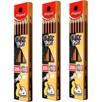 Maped 2B Graphite Pencils - 30Pcs, Triangular Shape, Soft & Extra Dark, Easy Grip, Fine Wood Pencils
