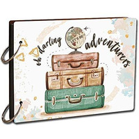 Paper Plane Design Wood Paper Photo Album (12 X 8.5 Inch, Multicolour) (Scrapbook_News_Trv_01)
