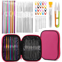 Hasthip Aluminium 54Pcs Crochet Needles Set,Ergonomic Crochet Hooks Kit With Storage Case,Crochet Hooks Needles Set Stitch Marker Diy Craft Hand Knitting Craft Art Tools For Beginners,Assorted