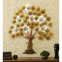 World Decor Iron Metal Golden Budha Tree Wall Decor (40 X 02 X 48 In)