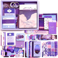 Easthill Plastic 348 Pcs Aesthetic Scrapbook Kit,Scrapbooking Supplies Kit, Junk Journal Supplies Kit With A6 Grid Notebook,Bullet Junk Journals For Teen Girl Women (Blue)