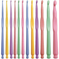 Buymz 12 Pcs Lightweight Crochet Hooks Plastic Crochet Needles Set Diy Yarn Weaving Tools Knitting Kit Make Socks, Hat, Scarf, Bag, Cap