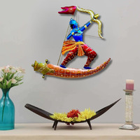 Rsn Jai Shree Ram Dhanush Metal Wall Art Frame, Wall Sculpture, Wall Hanging For Living Room, Bedroom, Dining Room, Office Home Decorative Wall Frame (Size: 20X22 In)