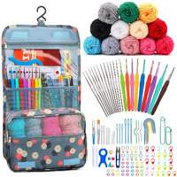 Hasthip 130Pcs Crochet Kit For Beginners Adults, Upgraded Hanging Crochet Set With Crochet Yarn For Crocheting, Ergonomic Soft Grip & Knitting Crochet Starter Kit For Knitting Craft, Green
