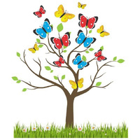 Dreamkraft Colorful Butterflies Tree Wall Sticker For Home Decor, Kid's Room, Living Room Decor (Multicolor, Pvc Vinyl, Size 51 Cm X 41 Cm)
