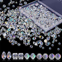 Sannidhi 600Pcs Glass Crystal Beads For Jewellery Making, Ab Glass Beads Set, Clear Crystal Beads For Bracelet Making, Necklace Diy Crafts, Shining Faceted Spacers Beads