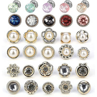 Sannidhi 30 Pcs Pearl Brooch Buttons Cover Up Anti-Exposure Brooch Pins Safety Pins Buttons For Women Girls, Customized Clothes Dress Sewing-Free Buttons, Removable