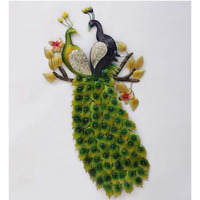 Aae Handmade Iron Metal Double Peacock Big Led For Your Room (Multicolor, 36" X 3" X 60")