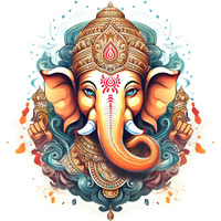 Creativeedge 3D Lord Ganesha Wall Sticker Pvc Vinyl Multicolor (61 Cm X 46 Cm)