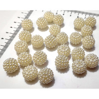 Get-Set-Go! 100 Pcs | 14Mm Big Size | Creamy White Color Dotted Pearl/Fruit Ball Beads/Moti Angura Beads For Jewelry Making, Arts & Crafts & Decoratives (14Mm-Creamywhite)