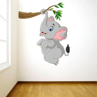 Sticker Yard Hanging Elephant Animal Decor Kids Room Decor, Hall Decor, Kitchen Decor, Living Room Decor,Bedroom Decor Vinyl Wall Sticker,Multicolor (Standard Size -55X71Cm)