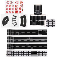 Hasthip Washi Masking Tape Set, Diy Trains Railways Road Tape Decorative Masking Tape Collection Diy Trains Railways Washi Tape Road Sticker Rolls For Toy Cars