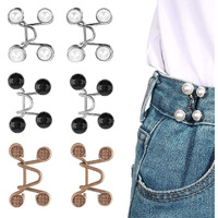 Venzina 6 Pairs Detachable Jeans Button Pins, Instant Adjustable Waist Buckle For Loose Jeans, Pearl Crystal Jeans Waist Adjuster Tightener For Pants, Skirt