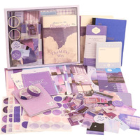348 Pcs Scrapbooking Supplies Kit,Vintage Aesthetic Scrapbook Kit For Bullet Junk Journal, Stationery, A6 Grid Notebook, Diy Journaling Supplies, Birthday Craft Gift For Teen Girl Kid Women, Moonlight