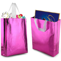Double R Bags Reusable Small Gift Bags - Elegant Gold Shopping Bags With Handles For Weddings, Birthdays, And Return Gifts - Eco-Friendly & Durable. (Purple, Pack Of 8)