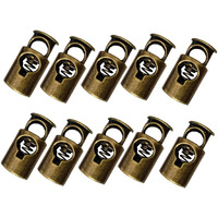 Aakriti Metal Spring Drawstring Stopper Single Hole Heavy Duty Cord Stop Toggle Fastener Slider Lock End For Bag, Jacket And Other Drawstring Bags (20Mm-Antique-10Pcs)
