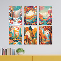 Casabonica Unframed Boho Decor Wall Posters|Seasons Contemporary Wall Posters|Unframed Wall Posters For Office, Home, Bedroom, Living Room|Set Of 6 | (A3 Size)