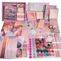 Hasthip 150Pcs Journal Kit, Journaling Kit Stickers, Scrapbook Stickers Pack For Art Journaling, Bullet Junk Journal Planners, Diy Decoration Paper Craft Kits (Sunset Glow), Pink