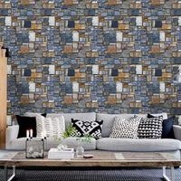Univocean Vinyl Pvc Abstract Wall 3D Sticker, 200 X 45 Cm, Blue