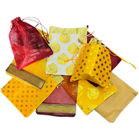 Krisah 23 X 18 Cm Women Assorted Multi Silk Gift Potli Bags For Gifting Pack Of 14
