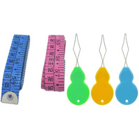 On Blow Combo Pack Of 2 Sewing Tailor Tapes (1.52 M) And 3 Needle Threaders Plastic Wire Loop Diy | Random Colors