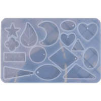 EsKube Creative Multi-Shape Earring Keychain Pendent Mould Silicon Jewellery Making Mould For Resin Epoxy Casting Mould Tool For Diy (15 Design In 1 Jewellery Mould (12 X 8 Cm) - 1Pc