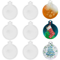 Venzina Diy Christmas Tree Hanging Ornament Resin Mold Set Of 6Pcs 2.75" Round Pendant Silicone Molds For Epoxy Resin, Diy Keychain Pendent Mold