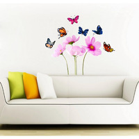 Sticker Yard Flowers & Butterflies Vinyl Wall Sticker For Living Room/Bedroom/Office And All Decorative Wall Stickers 58X50 Cm