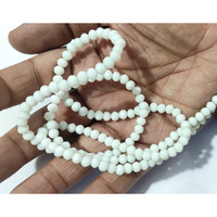 Omx 255 Beads (85 To 95 Beads In 1 Line), 3 Line, Opaque Crystal Glass Beads Roundelle For Jewellery Making, Craft Works - 6Mm Size (White)