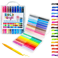 Toyshine Water Based Double Sided Markers With Case Twin Tip Coloring Sketch Pens Art Markers 18 Pcs Includes 36 Colors Set For Kids, Artists Sketching Drawing Materials Craft Supplies Return Gift