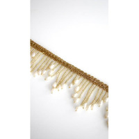 Handmade Pearl Beads Border Lace For Dresses, Sarees, Lehengas, , Gold Moti Bridal Dresses Sarees Lehengas Blouses Decoration Dupatta Anarkali Suits Sari Bag Designing Embellishment Art & Crafts (9 Meter) (Pearl)