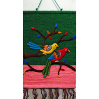 Mangdai24 Home Decor Hand Made Jute Wall Hanging, Landscape/Birds,Showpiece Scenery/Home Multi Colour Size 24X20 Inch