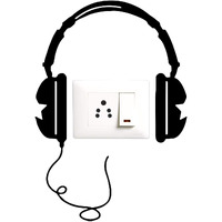 Decopix Pvc Vinyl Music Headphones Decorative Wall Sticker (Multicolour)