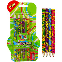 Parteet Rainbow Pencils Colour For Kids With Sharpener- Multicolour Swirl Pencil For School Kids, Architect, Artist & Child (Set Of 4 Colored Pencils & Sharpener)