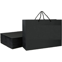 Amit Marketing Black Paper Carry Bag - 250 Gsm Kraft Matt Lamination Paper Bags With Braided Cotton Handle I For Return Gifts Carrying Packaging Shopping Grocery Parcel Take Out - L15Xw4.25Xh11 Inch (50 Pcs)