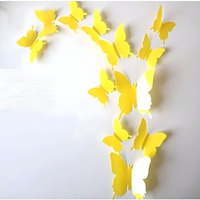 Jaamso Royals Yellow 3D Butterflies Pvc Vinyl Self Adhesive Peel And Stick Wall Sticker For Wall Decor And Home Decor 1 Combo Of 12 Piece (Pvc Vinyl, 13 Cm X 15 Cm, 3D Stickers)