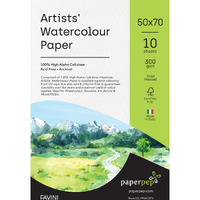 Paper Pep Artists' Watercolour Paper 300Gsm Cold Pressed 50X70Cm Pack Of 10