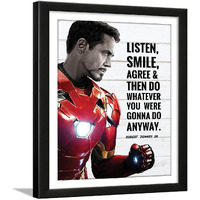 Chaka Chaundh Robert Downey Jr Framed Iron Man With Tony Stark Quotes Poster (White, 13.6 X 10.6 Inches)
